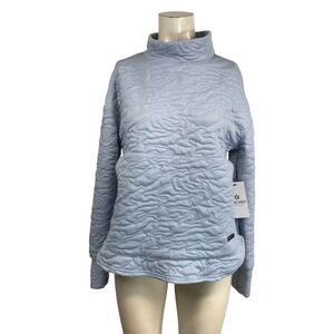 Nine West Active Quilted Mock Neck Sweatshirt Light Blue Pullover Women Size M